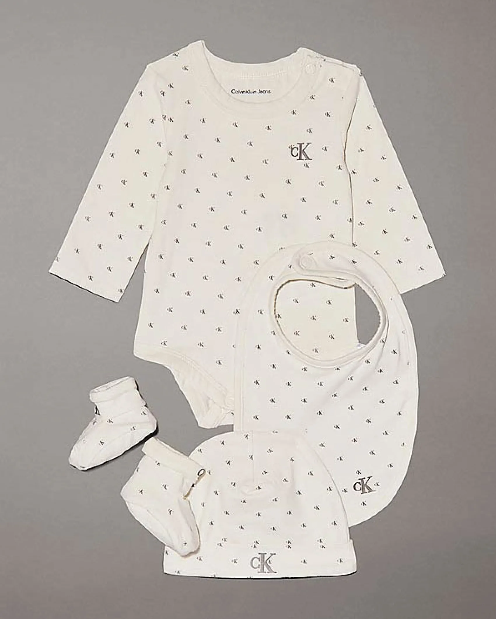 Set quattro pezzi Calvin Klein avorio in cotone stretch