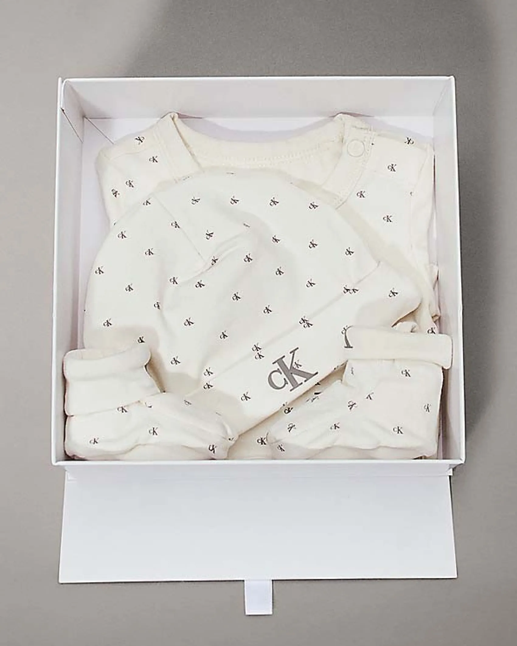 Set quattro pezzi Calvin Klein avorio in cotone stretch