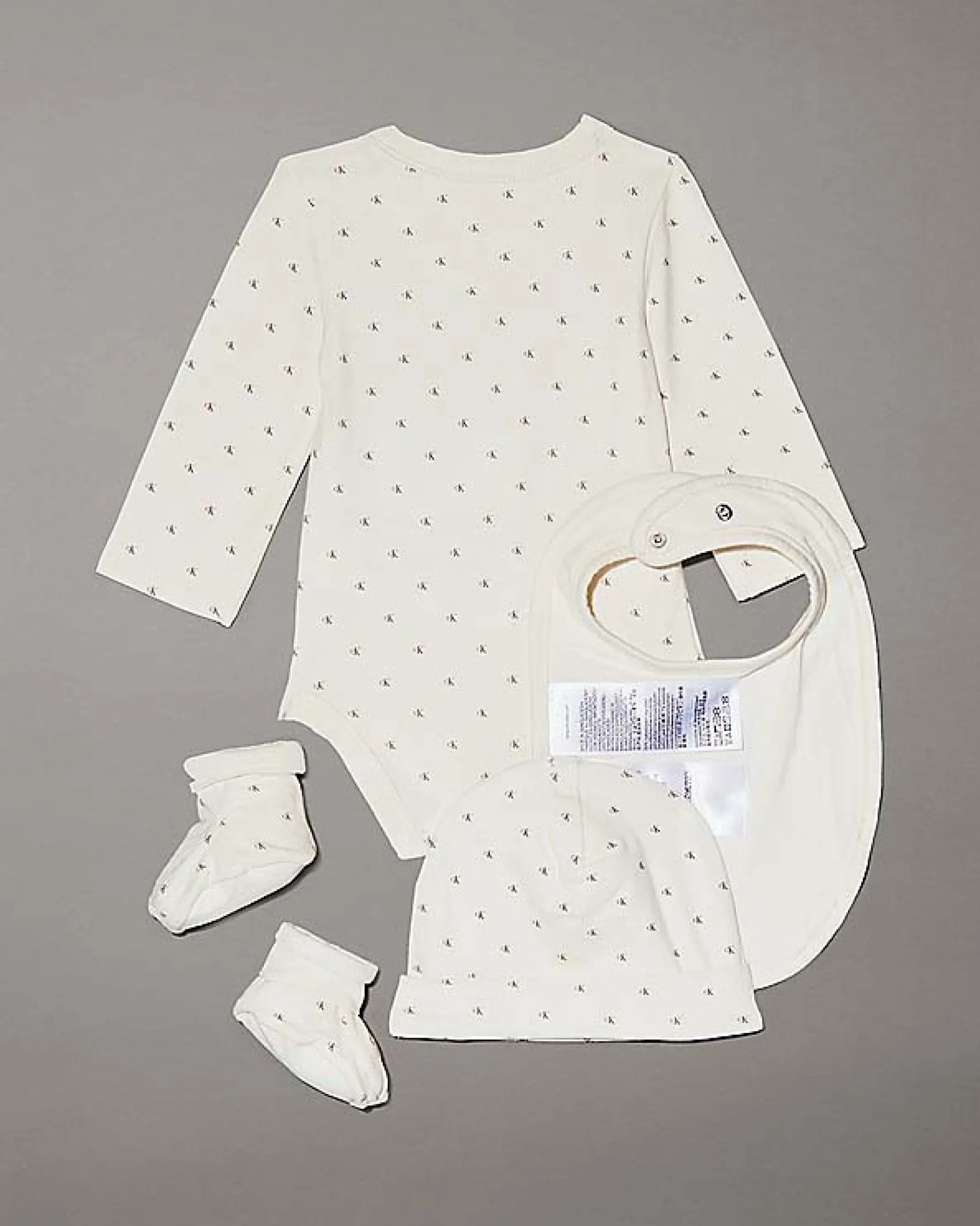 Set quattro pezzi Calvin Klein avorio in cotone stretch