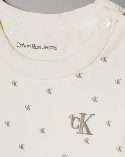 Set quattro pezzi Calvin Klein avorio in cotone stretch