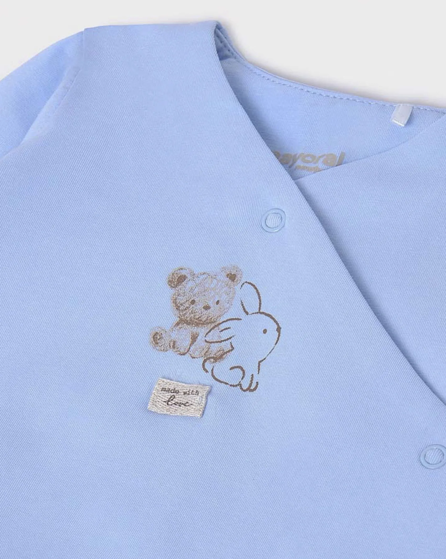 Set tutina cappellino e bavaglino azzurro e bianco con fantasia animaletti