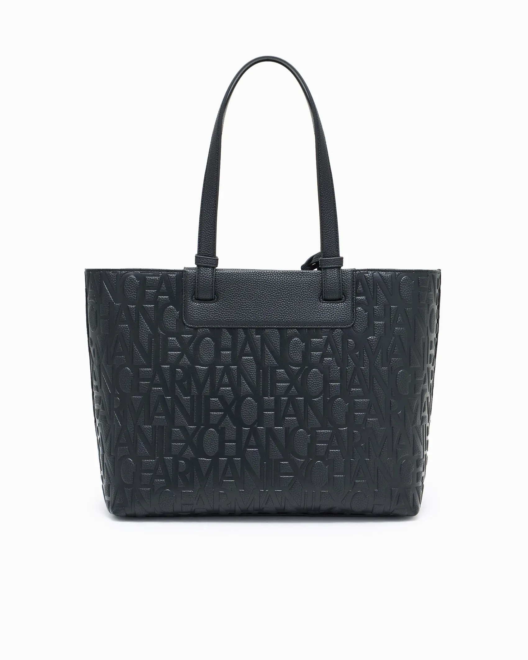 Shopping bag Armani Exchange nera in similpelle con logo in rilievo