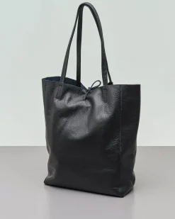Shopping bag in pelle effetto martellato
