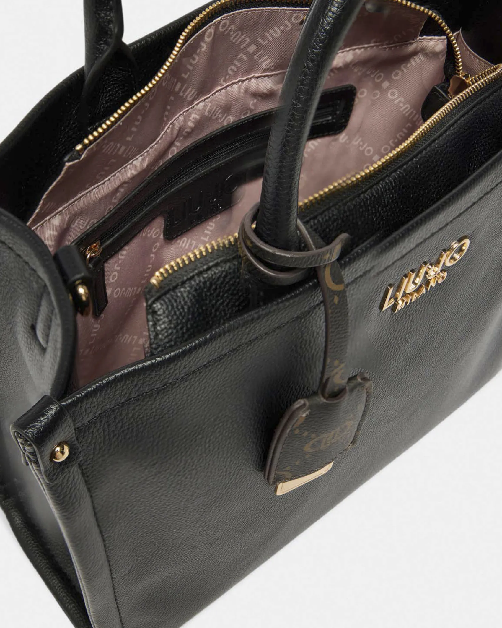 Shopping bag Liu Jo Accessories nera in similpelle con logo in rilievo