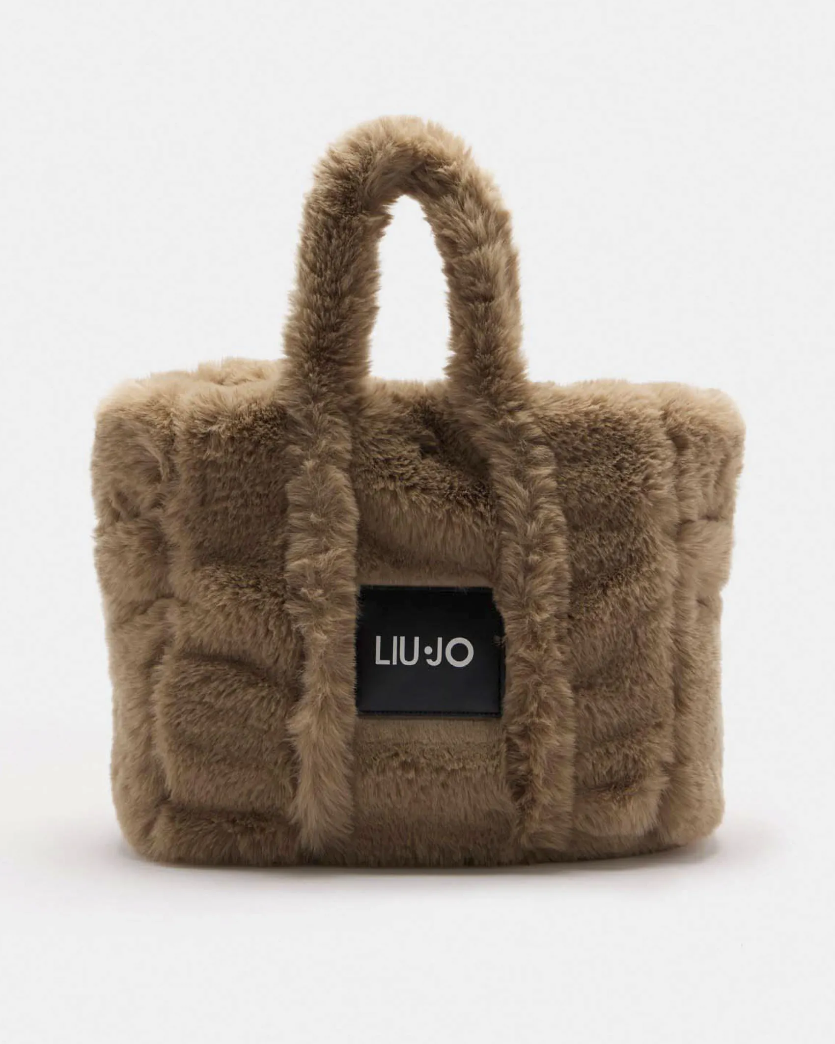 Shopping bag Liu Jo Sport beige in ecopelliccia con dettaglio logo