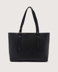 Shopping bag nera Coccinelle Malory Large con dettaglio in metallo galvanica ora sul manico
