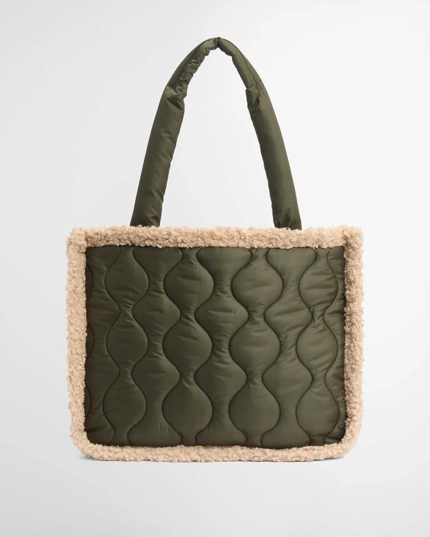 Shopping bag verde militare Marnie in tessuto trapuntato con profili effetto shealing
