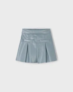 Short Mayoral azzurro carta da zucchero in ecopelle con pinces