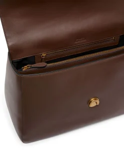 Slouchy bag Pinko marrone con chiusura a patta e fibbia Love Birds dorata