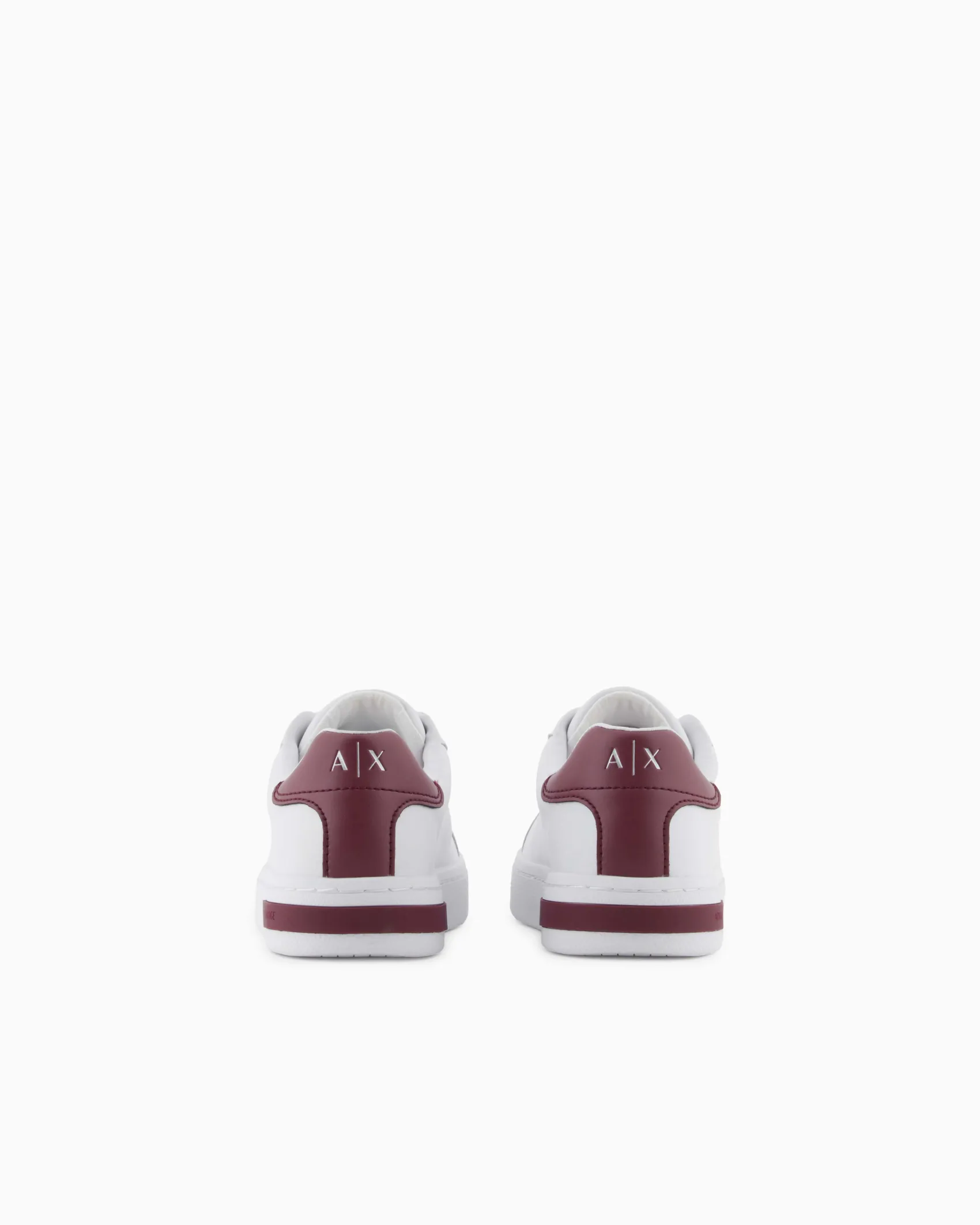 Sneakers Armani Exchange bianche e bordeaux in pelle con dettagli a contrasto