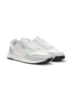 Sneakers Boss bianche e grigie con tomaia lavorata