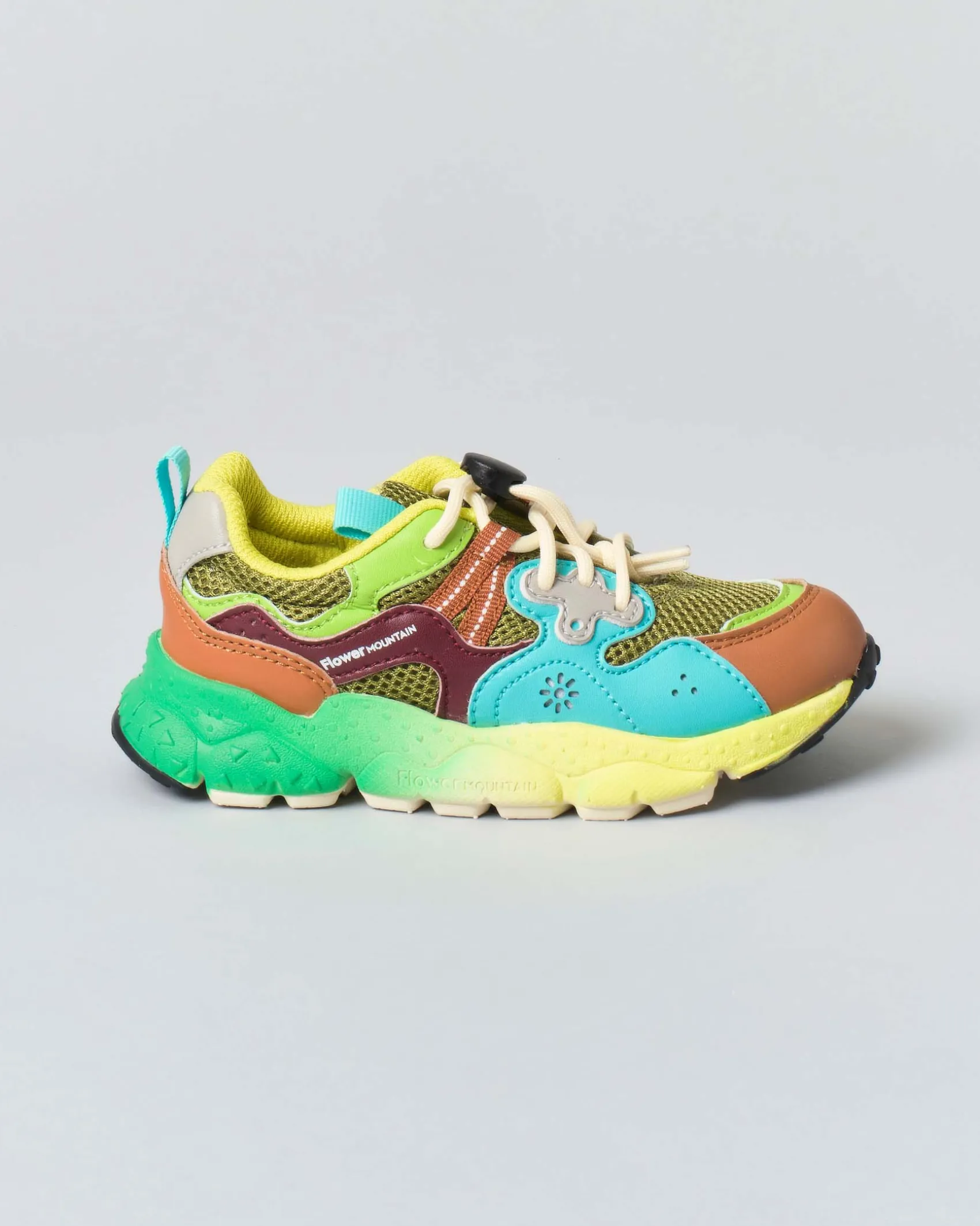Sneakers Flower Mountain Yamano 3 in similpelle e mesh muticolor