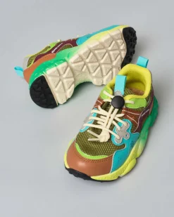 Sneakers Flower Mountain Yamano 3 in similpelle e mesh muticolor