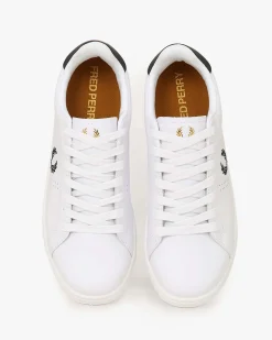 Sneakers Fred Perry bianche in pelle con tallone e logo blu