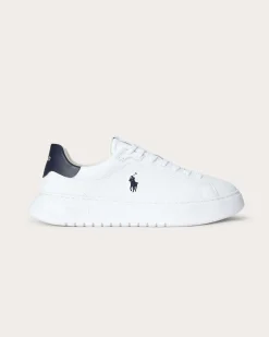 Sneakers Polo Ralph Lauren RLite Court bianche in pelle martellata