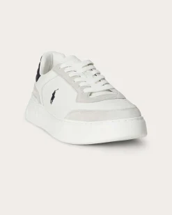 Sneakers Polo Ralph Lauren RLite Sport bianche in pelle e suede
