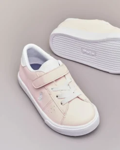 Sneakers rosa in ecopelle con pony bianco 20-26