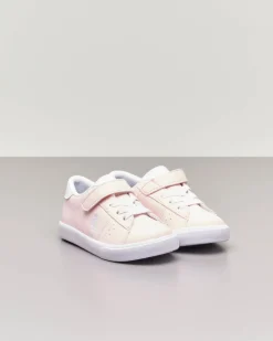Sneakers rosa in ecopelle con pony bianco 20-26