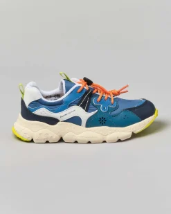 Sneakers Yamano 3 in similpelle e mesh blu royal