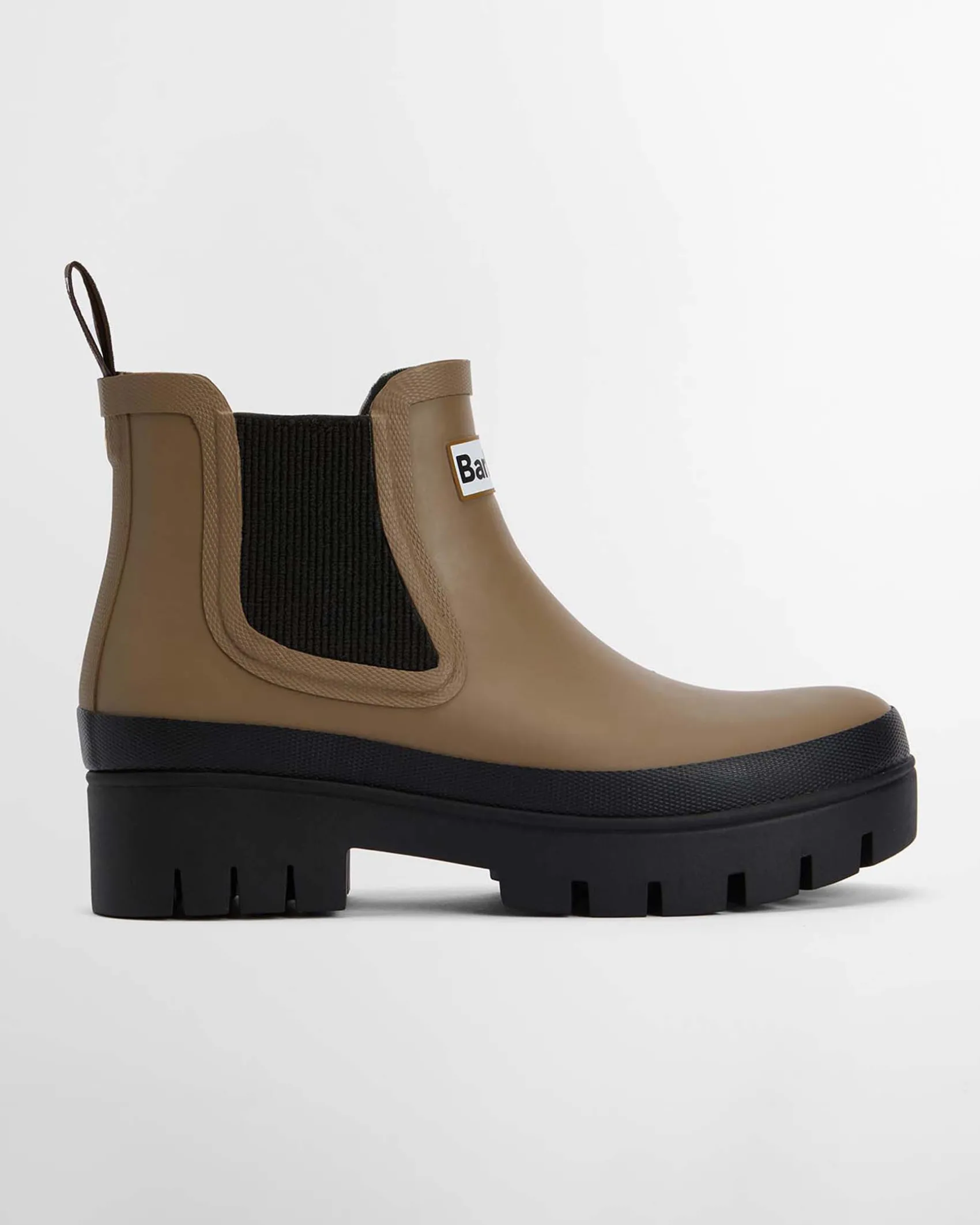 Stivaletti beige in gomma modello Halton Barbour con suola alta in gomma a contrasto di colore