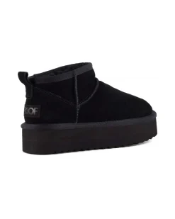 Stivaletto ultra basso nero in pelle scamosciata con suola platorm tono su tono