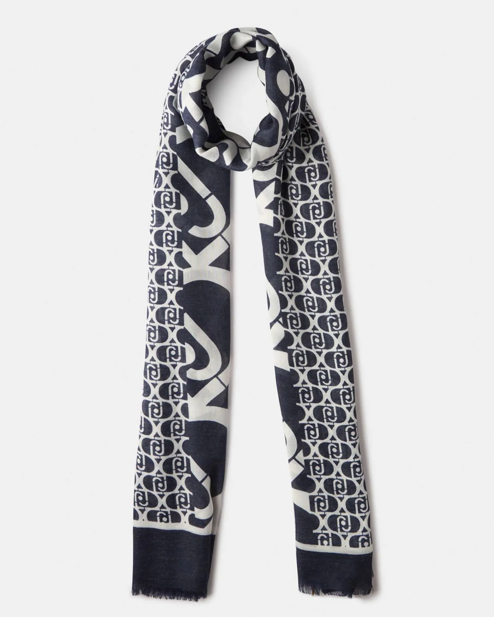 Stola Liu Jo Accessories blu in misto cotone con logo in rilievo