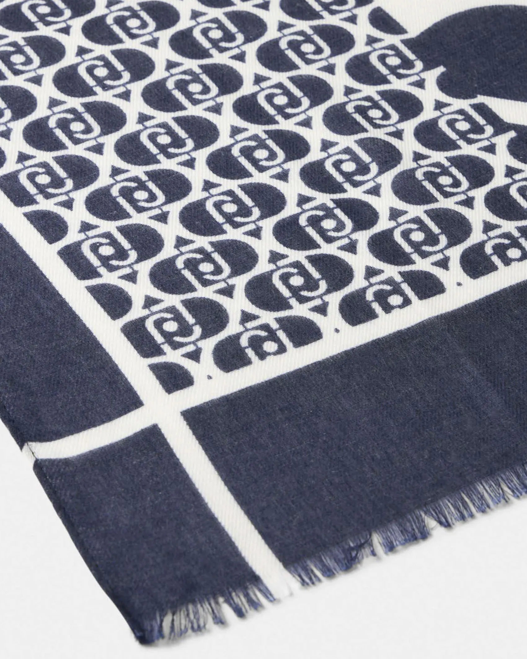 Stola Liu Jo Accessories blu in misto cotone con logo in rilievo