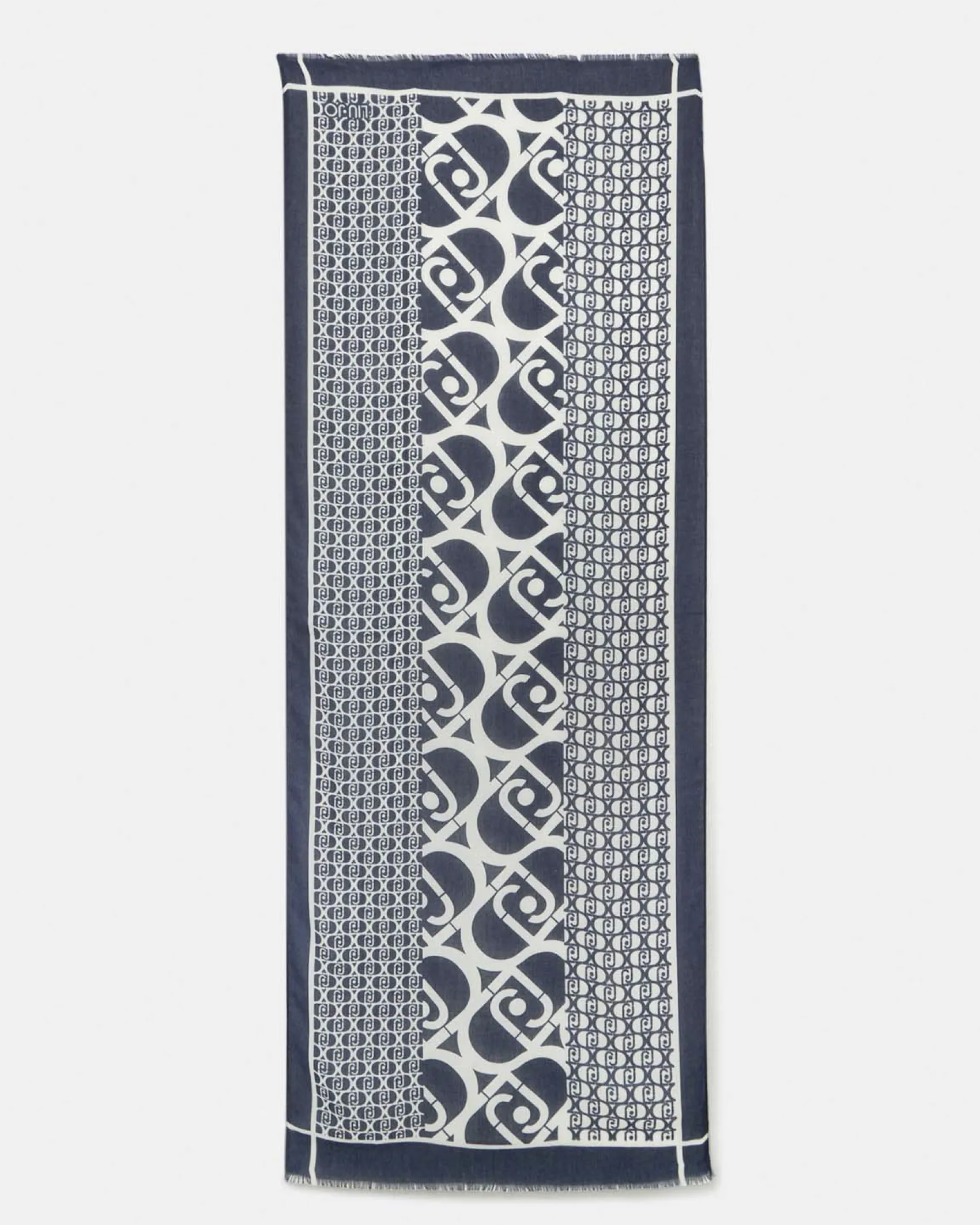Stola Liu Jo Accessories blu in misto cotone con logo in rilievo