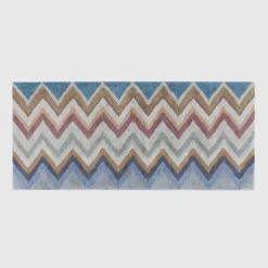 Tappeto da bagno Amone in spugna di cotone a fantasia chevron multicolor opaco