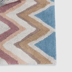 Tappeto da bagno Amone in spugna di cotone a fantasia chevron multicolor opaco