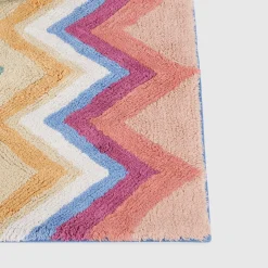 Tappeto da bagno Amone in spugna di cotone a fantasia chevron multicolor acceso