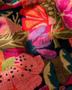 Tappeto Kiriku a fantasia floreale multicolore con bordatura verde 52x120