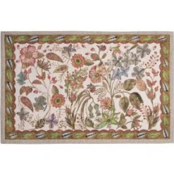 Tappeto Occitane a fantasia floreale e bordo sabbia 52x80