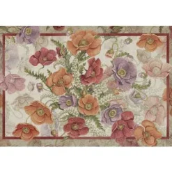 Tappeto Poppy sabbia a fantasia paveri viola bordeax e arancione 52x80