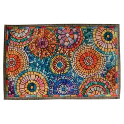 Tappeto 52x80cm in materiale riciclato a stampa rosoni multicolore