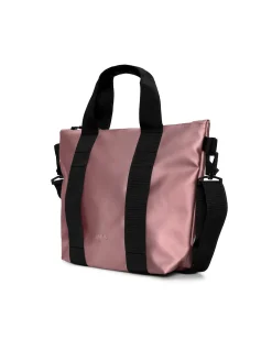 Tote Bag Micro color malva con manici a mano e tracolla più lunga rimovibile