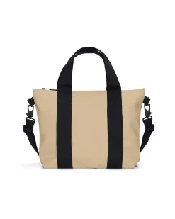 Tote Bag Micro color sabbia con manici a mano e tracolla più lunga rimovibile