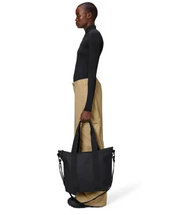 Tote Bag Mini nera con manici a mano e tracolla più lunga rimovibile