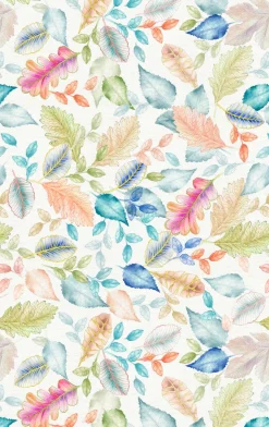 Tovaglia rettangolare Foliage in canapa a fantasia fogliame multicolor 160x231