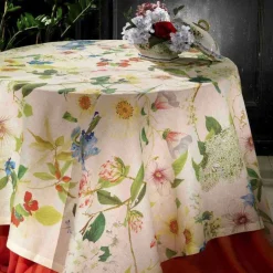 Tovaglia rettangolare Ibisco in lino a fantasia floreale multicolor 160x230
