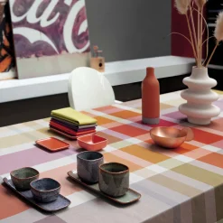 Tovaglia rettangolare per 6 persone a fantasia tartan arancione e verde