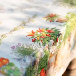 Tovaglia rettangolare Potager in lino a fantasia stampata orto multicolor 170x270