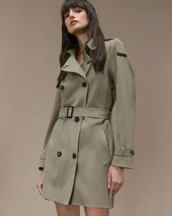 Trench corto Nabucco Shell Wom color taupe in eco-suede effetto nabuk