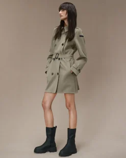 Trench corto Nabucco Shell Wom color taupe in eco-suede effetto nabuk