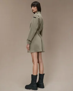 Trench corto Nabucco Shell Wom color taupe in eco-suede effetto nabuk