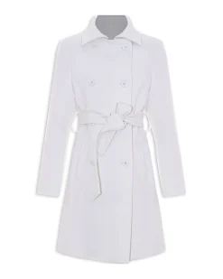 Trench Kocca doppiopetto bianco in misto viscosa stretch con fusciacca