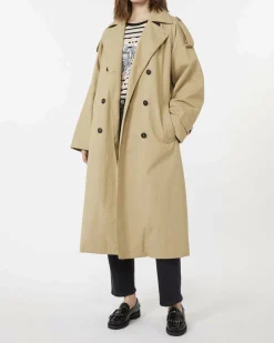 Trenche beige lungo e dal fit over Weekend Max Mara in gabardina di cotone antigoccia