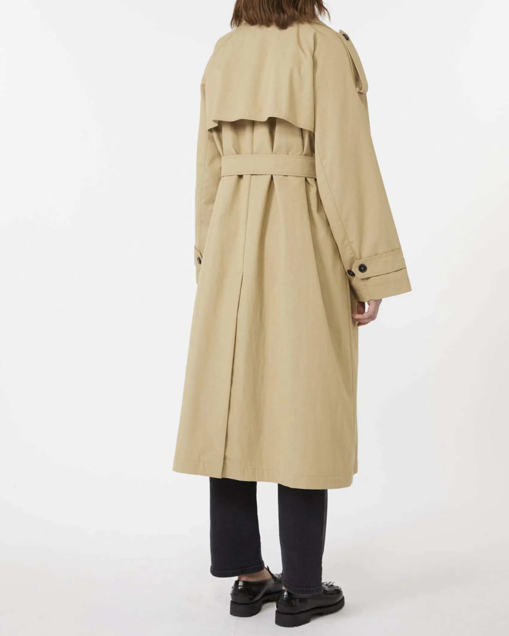 Trenche beige lungo e dal fit over Weekend Max Mara in gabardina di cotone antigoccia