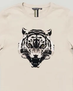 T-shirt Antony Morato beige mezza manica con tigre floccata