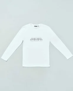 T-shirt Antony Morato bianca manica lunga in cotone con stampa tigre sfumata